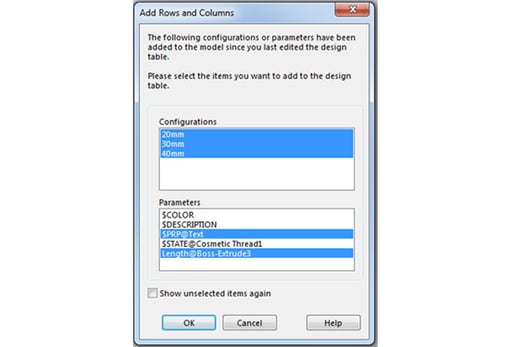 SOLIDWORKS Selecting Configurations and Dimensions SOLIDWORKS Selecting Configurations and Dimensions
