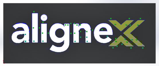 Traced Alignex SOLIDWORKS Logo in SOLIDWORKS Sketcher