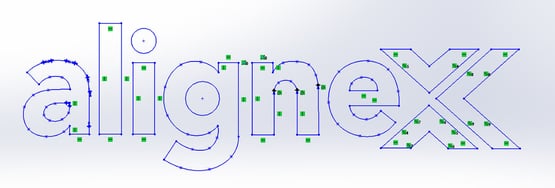 Traced Sketch of Alignex Logo in SOLIDWORKS Sketcher
