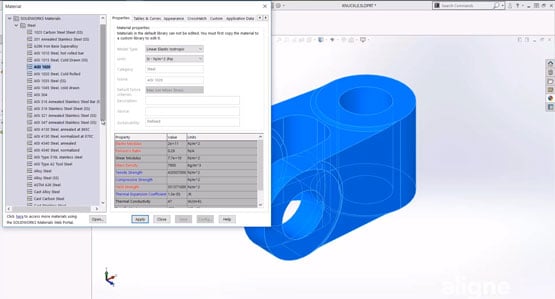 Getting Started with SOLIDWORKS Simulation - Assigning Materials