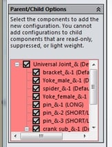 Parent/Child Options to Create Configurations in Parts