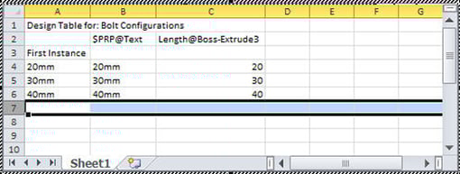 Adding Configurations in SOLIDWORKS Design Tables