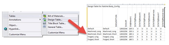 Insert Design Table in SOLIDWORKS