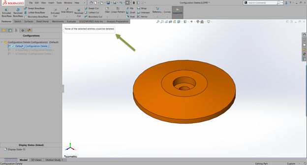 Why Can't I Delete a Configuration in SOLIDWORKS?