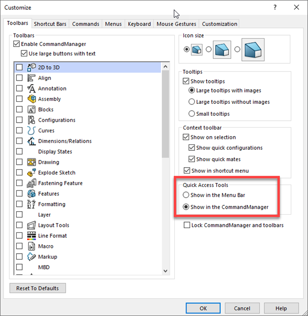 SOLIDWORKS 2020 User Interface Improvements