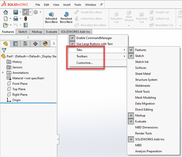 SOLIDWORKS 2020 User Interface Improvements