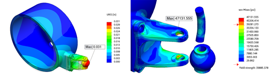 SOLIDWORKS Simulation Stress and Displacement Results